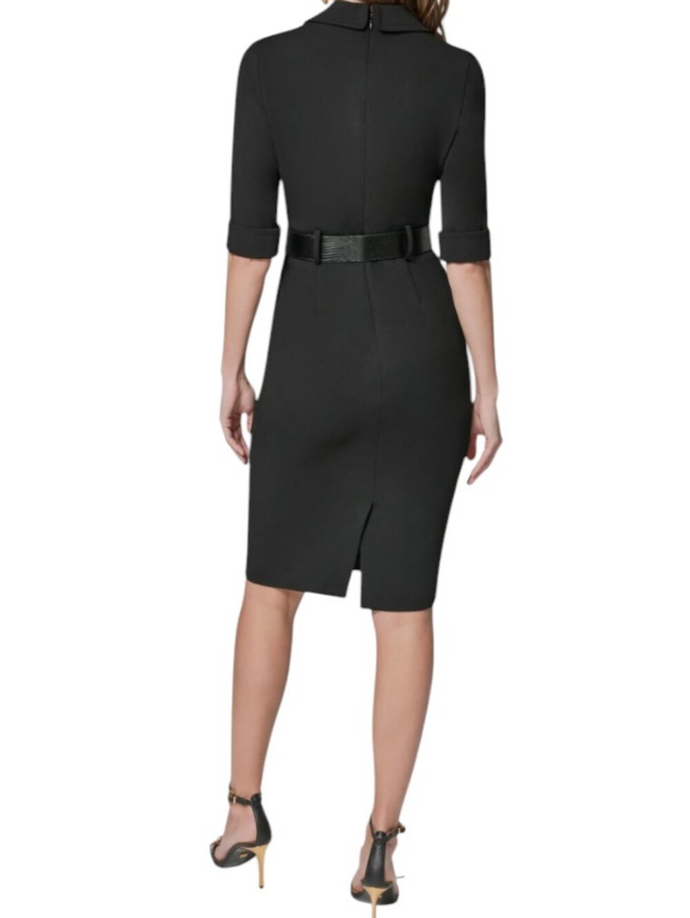 Donna Karan New York Black Belted Sheath Dress ... Size 8 - Picture 2 of 7